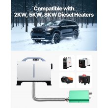 VEVOR Silenziatore per Riscaldatore Diesel da 24 mm, Kit Connettore per Uscita d'Aria in Lega di Alluminio, con 2 Morsetti e Viti, per Riscaldatori da 2 kW, 5 kW e 8 kW, Manutenzione