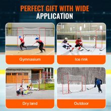 VEVOR Porta da Hockey con Parapetto e Bersagli, Rete da Hockey in Acciaio, Set di Porte da Allenamento per Hockey da 1830 mm Porta da Hockey Portatile per Interni ed Esterni con Rete, Bianco e Rosso