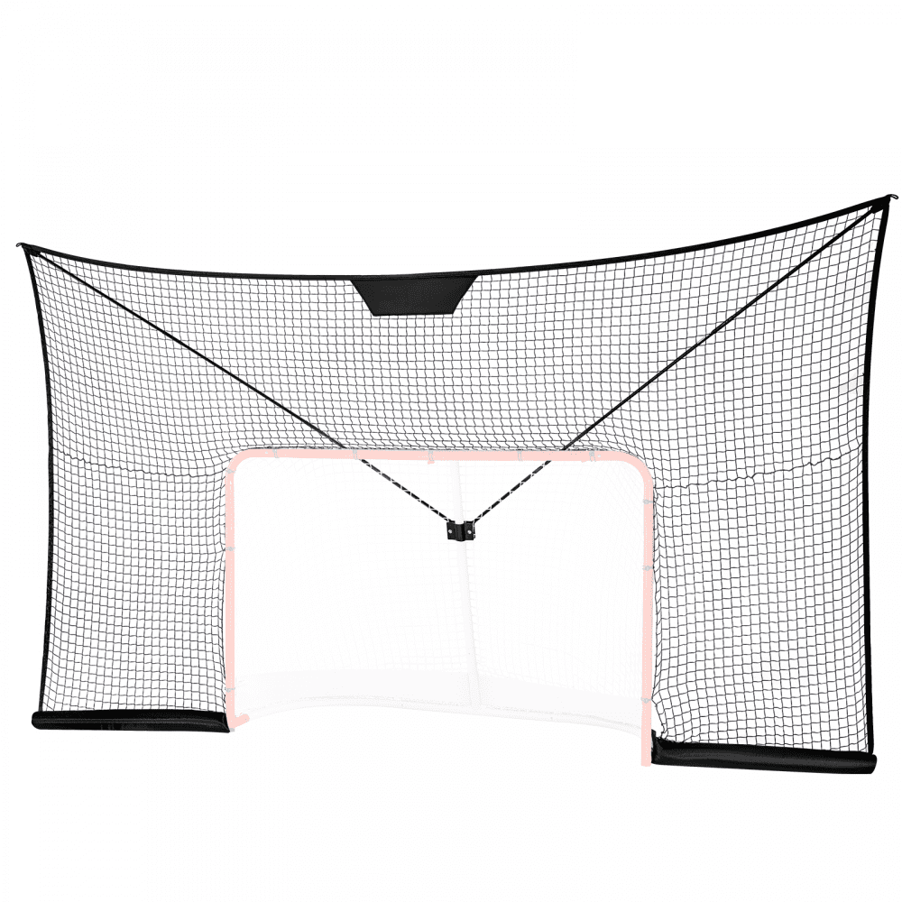 VEVOR Rete di Sicurezza per Porta da Hockey su Strada, Rete di Allenamento per Hockey Portatile per Interni Esterni, Rete Bersaglio di Dimensioni 366 x 220 cm, Nero (Telaio della Porta non Incluso)