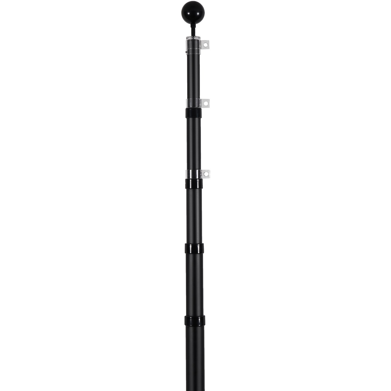 VEVOR Kit Asta Portabandiera Telescopica da 6096 mm, Kit Asta Portabandiera in Lega di Alluminio Resistente Terreno Esterni, Kit Asta con 3 Modalità di Visualizzazione con Accessori, Bandiera Nero