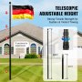 VEVOR Kit Asta Bandiera Telescopica 762 cm Alluminio Resistente Nero Tedesco