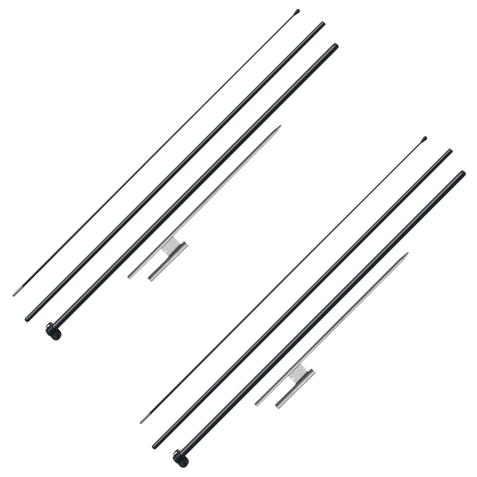 VEVOR Kit Asta Portabandiera da 2 Pezzi da 388,5 cm con Picchetti da Terra e Borsa per il Trasporto (Bandiera non Inclusa)Asta Portabandiera per Segnaletica Aziendale, Asta Portabandiera all'Aperto