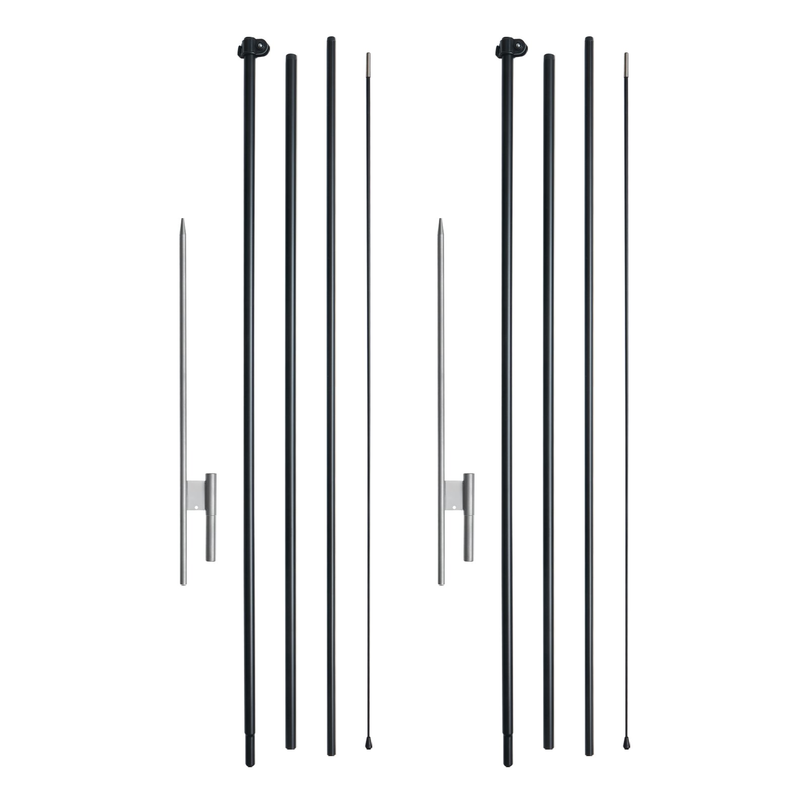 VEVOR Kit Asta Portabandiera da 2 Pezzi 498,5 cm con Picchetti da Terra e Borsa per il Trasporto (Bandiera non Inclusa)Asta Portabandiera per Segnaletica Aziendale, Asta Portabandiera all'Aperto