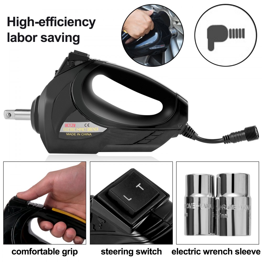 Vevor 3t Cric Martinetto Per Auto Idraulico Elettrico 12v Con Chiave Ad Impatto