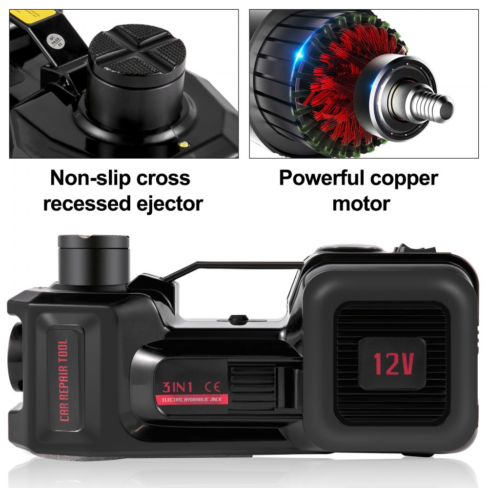 Vevor 3t Cric Martinetto Per Auto Idraulico Elettrico 12v Con Chiave Ad Impatto