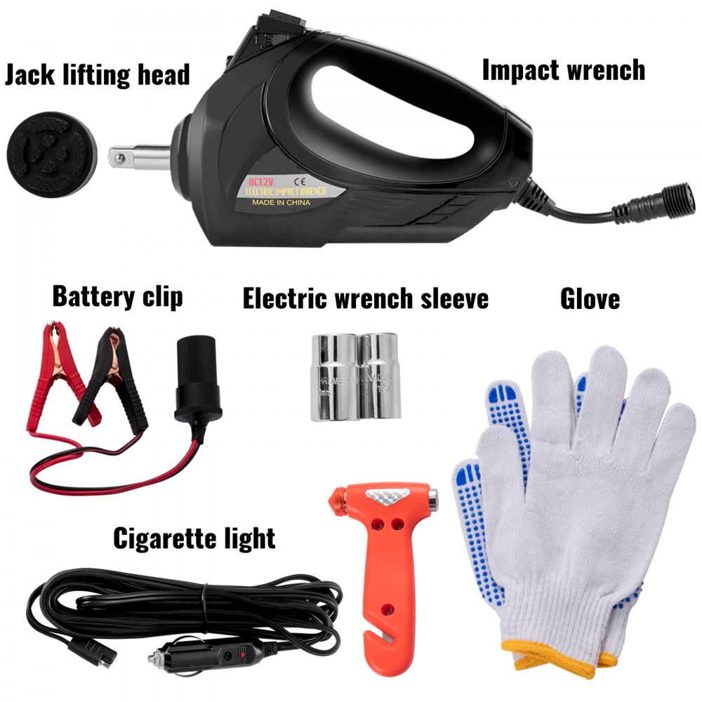 Vevor 3t Cric Martinetto Per Auto Idraulico Elettrico 12v Con Chiave Ad Impatto