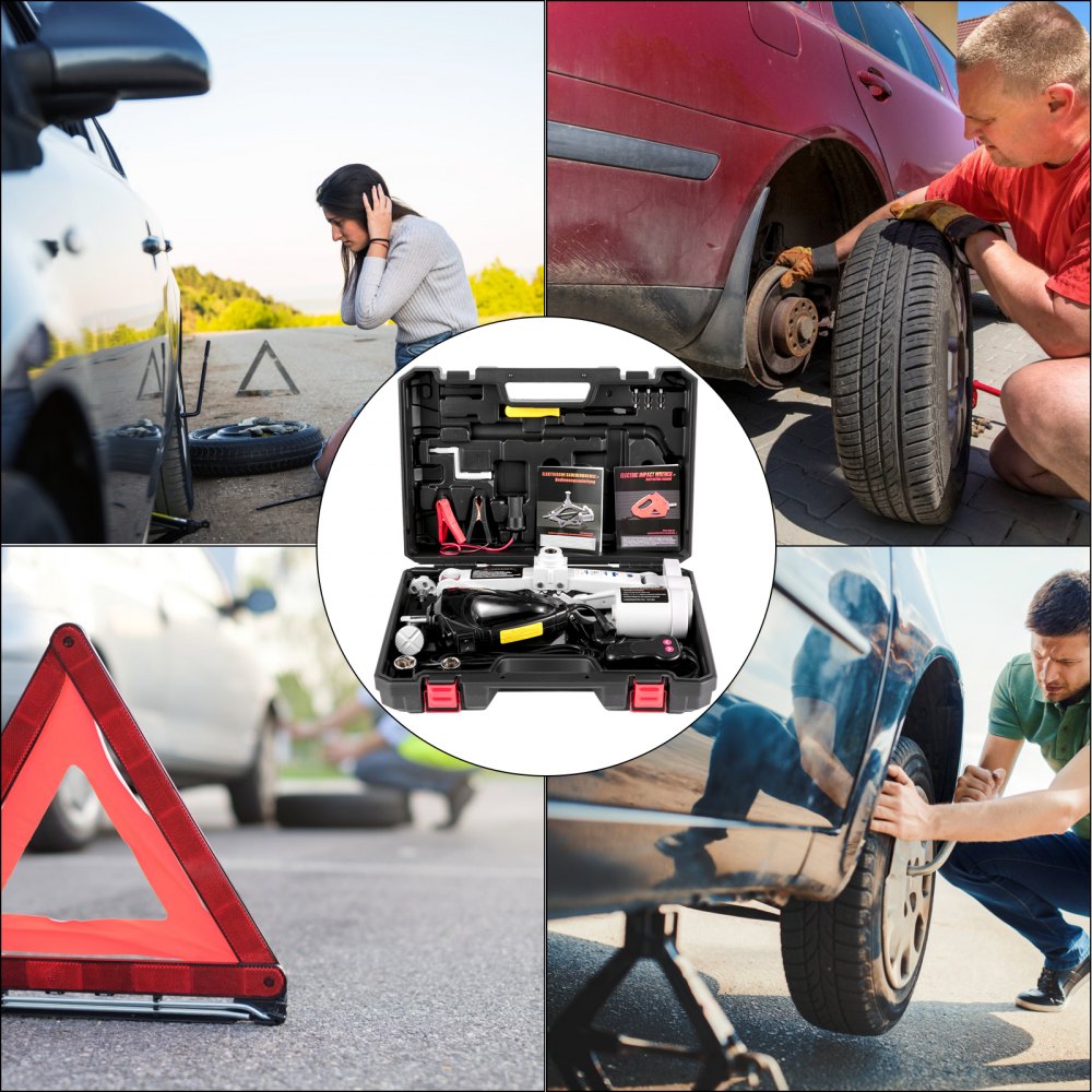 Vevor 3t Cric A Forbice Per Auto Martinetto Elettrico 12v Con Chiave Ad Impulsi