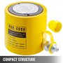 Cilindro idraulico giallo VEVOR RSC-5050, potenza 50 t, corsa 50 mm. Struttura compatta.