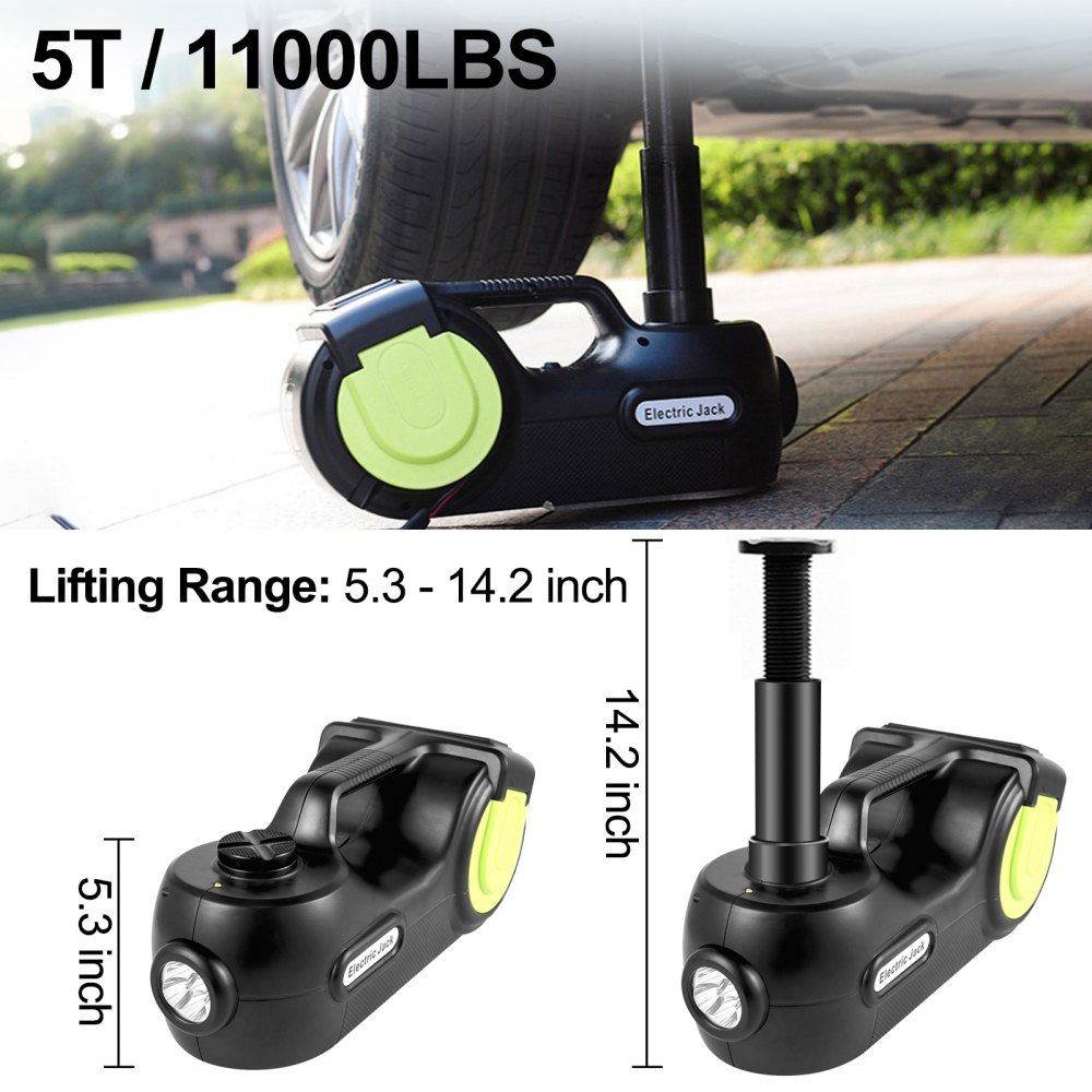 Vevor 5t Cric Per Auto Con Avvitatore 135-360 Mm Martinetto Idraulico Elettrico