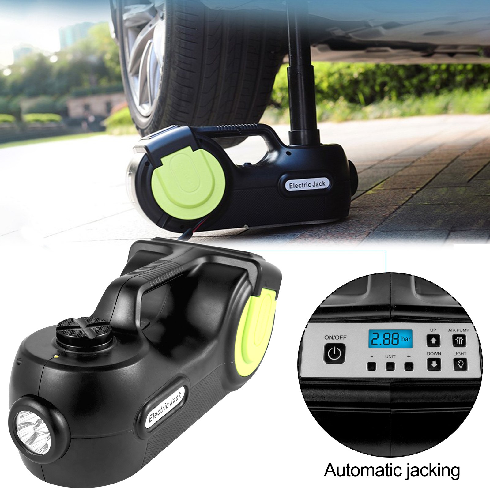 Vevor 5t Cric Per Auto Idraulico Martinetto Elettrico Con Avvitatore 155-450 Mm