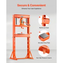 VEVOR Pressa Idraulica Manuale da Officina, Pressa da Officina Martinetto Telaio a H 20 T con Piastra di Pressatura Supporto Triangolare, Pressa Idraulica Stabile Regolabile per Pavimento da Garage