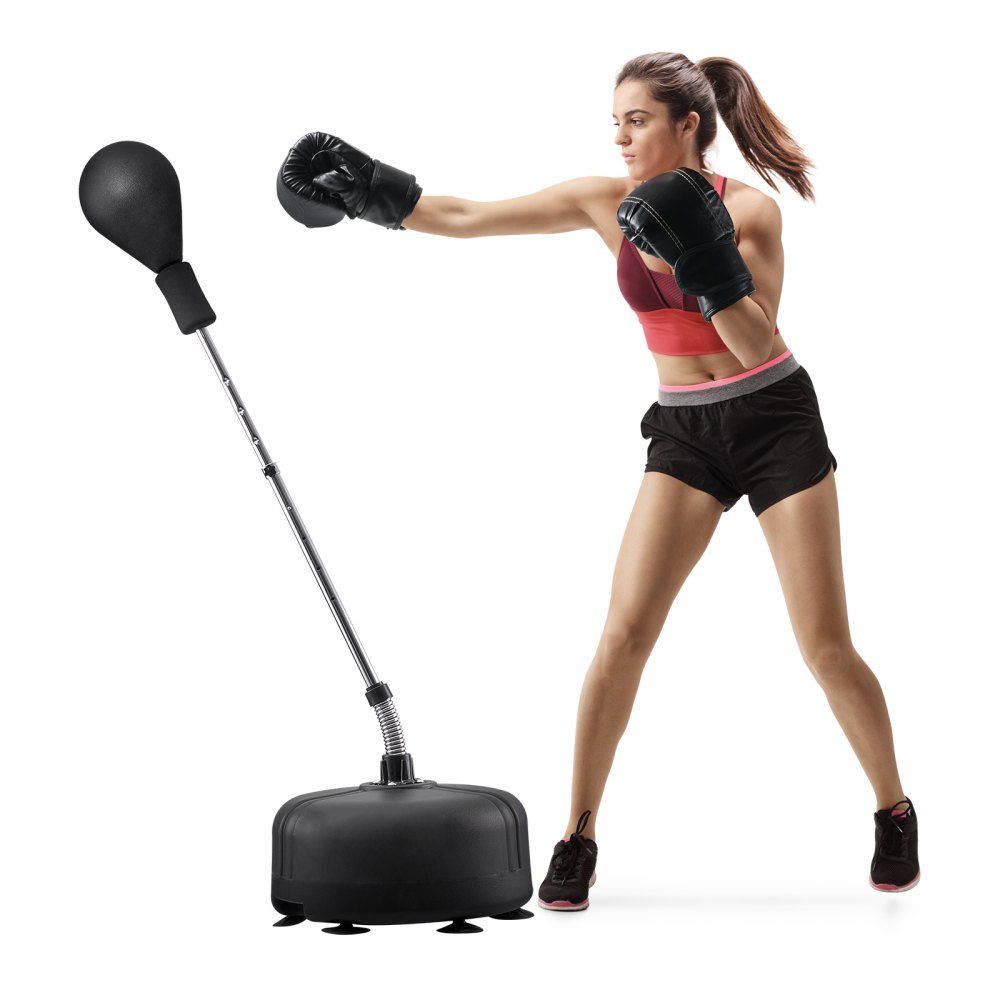 VEVOR Sacco da Boxe, Sacco da Boxe Riflessa per Adolescenti Adulti, Set di Sacco da Boxe Autoportante Regolabile in Altezza con Guantoni e Supporto, Sacco da Velocità per Allenamento, per Fitness