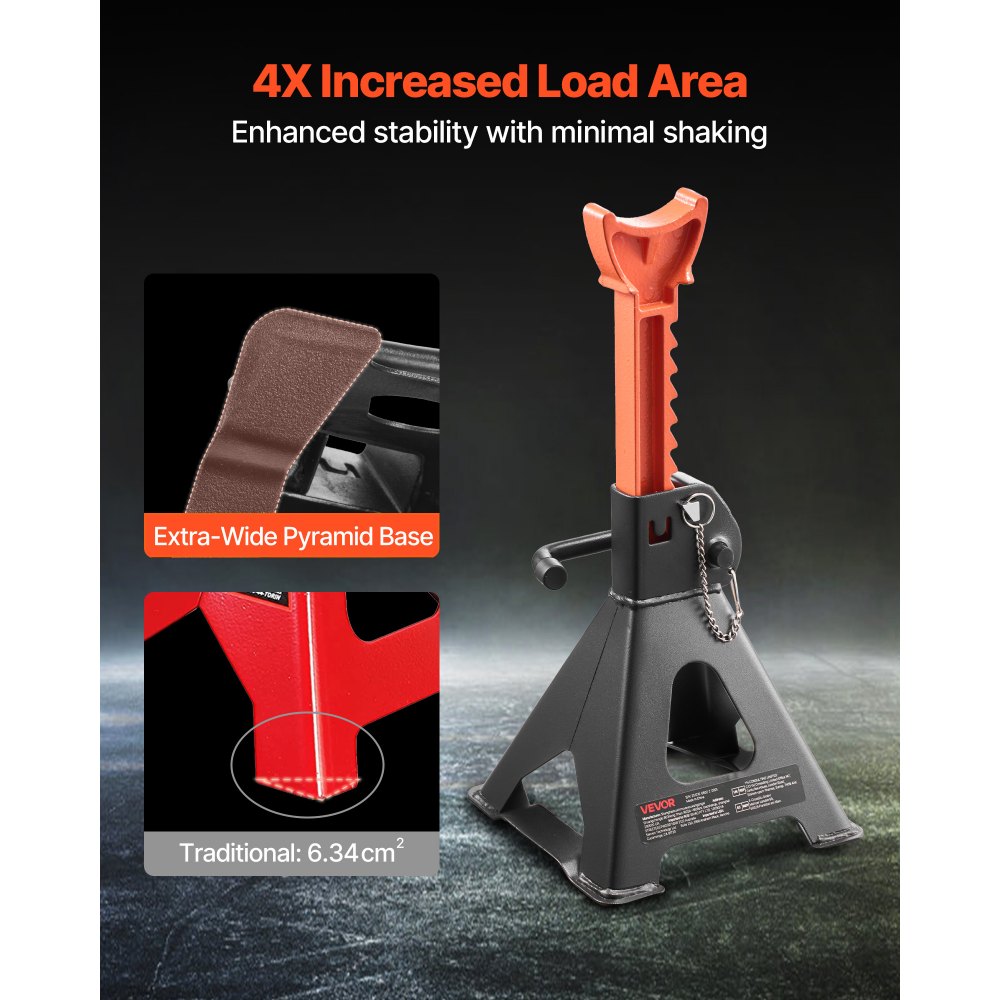 VEVOR Cavalletti di Sollevamento Capacità di 3 Tonnellate, Altezza Regolabile da 275 a 415 mm, Robusti Cavalletti di Sollevamento in Acciaio per Auto con Doppio Bloccaggio, per SUV, Auto