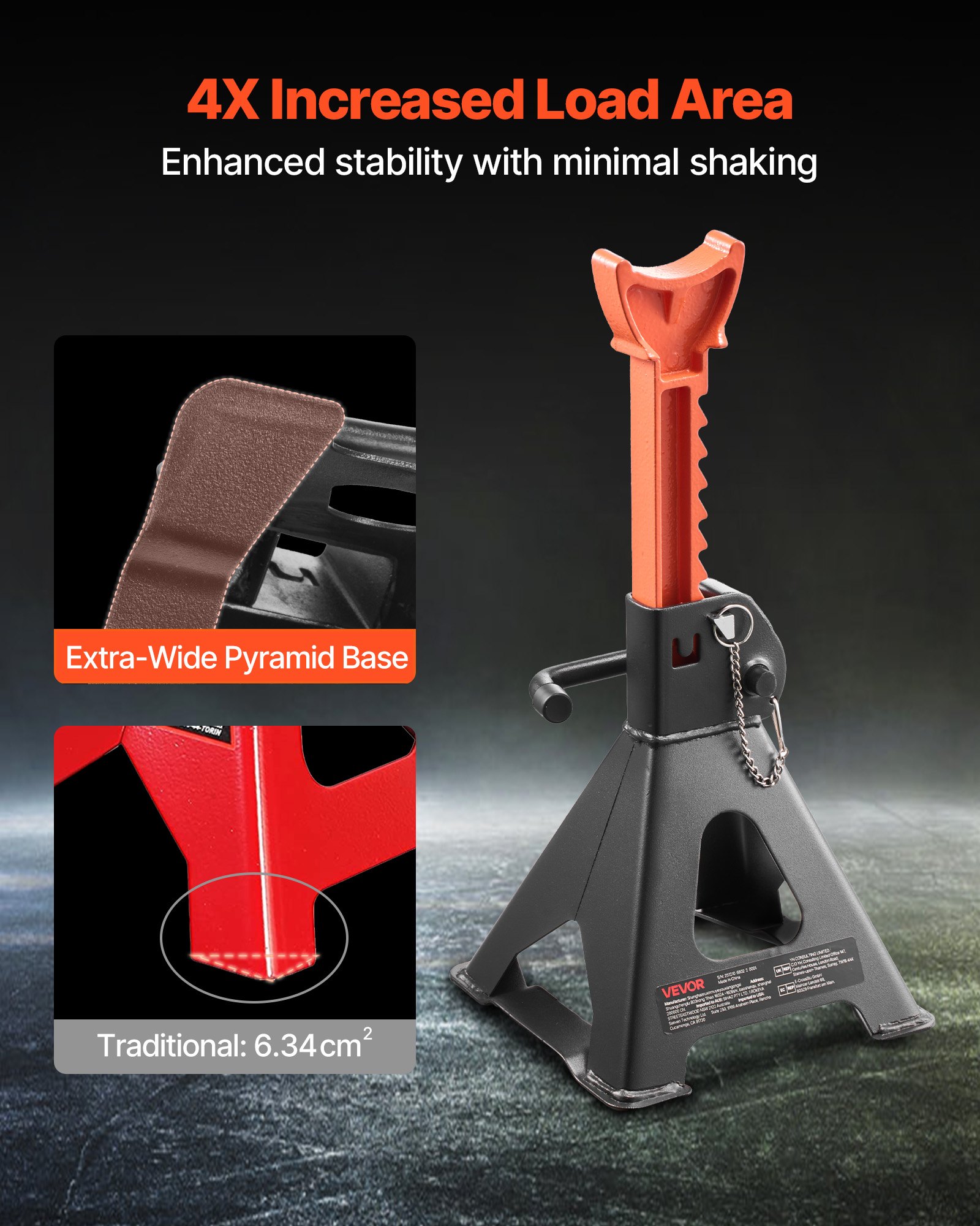 VEVOR Cavalletti di Sollevamento Capacità di 3 Tonnellate, Altezza Regolabile da 275 a 415 mm, Robusti Cavalletti di Sollevamento in Acciaio per Auto con Doppio Bloccaggio, per SUV, Auto