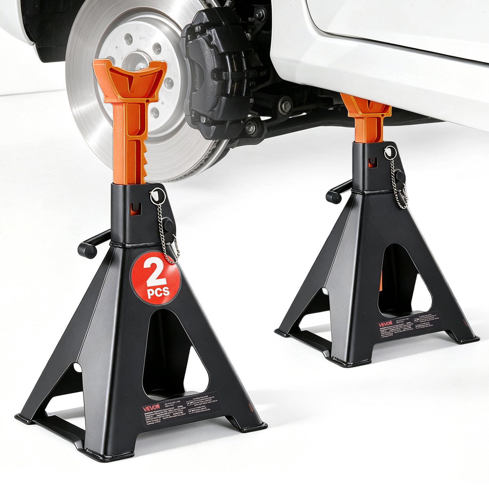 VEVOR Cavalletti di Sollevamento Capacità 6 Tonnellate, Altezza Regolabile da 370 a 580 mm, Robusti Cavalletti di Sollevamento in Acciaio con Doppio Bloccaggio, per Camper, Piccoli Camion