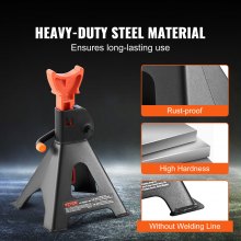 VEVOR Coppia di Cavalletti per Auto Portata da 3 T Altezza Regolabili 1 Paio Supporti per Assale con Leva di Sicurezza, Set di Due Cavalletti da Sostegno Officina, Fai da Te, Domestico, Garage, Moto