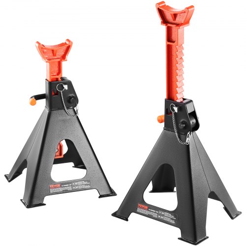 VEVOR Coppia di Cavalletti per Auto Supporti per Assale Cric Capacità 6T con Doppia Chiusura Altezza Regolabili 360-585 mm 1 Paio di Cavalletto per Sollevamento Auto, Moto, SUV, Camioncino, UTV/ATV