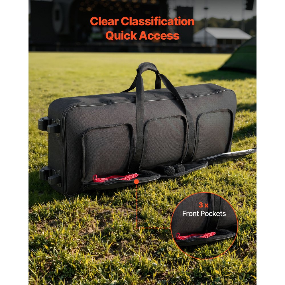 VEVOR Borsa Porta Cavi per DJ, Interne da 1039 x 430 x 130 mm, Custodia Imbottita per Pianoforte con Ruote, Custodia Morbida con Ruote Scorrevoli, per Tastiere a 88 Note e Pianoforti Elettrici