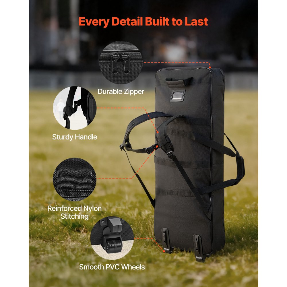 VEVOR Borsa Porta Cavi per DJ, Interne da 1039 x 430 x 130 mm, Custodia Imbottita per Pianoforte con Ruote, Custodia Morbida con Ruote Scorrevoli, per Tastiere a 88 Note e Pianoforti Elettrici