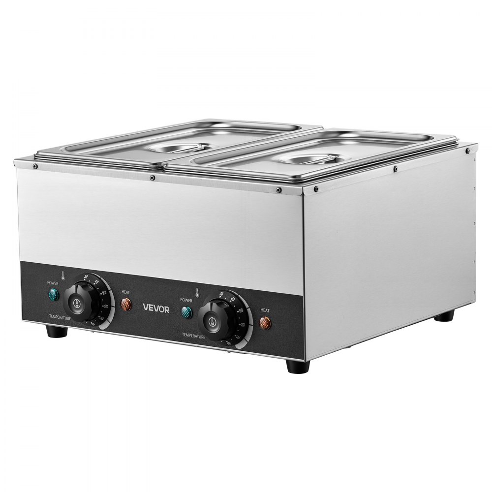 VEVOR Macchina per Fusione Cioccolato Burro 2 Vaschette Fusore 1600W 8 kg Intervallo Temperatura 30℃ a 85℃, Corpo in Acciaio Inox, Sistema Riscaldamento a Bagnomaria, Scaldacioccolato Commerciale