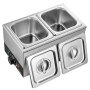 VEVOR Macchina per Fusione Cioccolato Burro 2 Vaschette Fusore Commerciale 800W, Intervallo Temperatura 30℃ a 85℃, Corpo in Acciaio Inox, Sistema Riscaldamento a Bagnomaria, Scaldacioccolato Formaggio