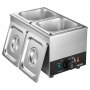 VEVOR Macchina per Fusione Cioccolato Burro 2 Vaschette Fusore Commerciale 800W, Intervallo Temperatura 30℃ a 85℃, Corpo in Acciaio Inox, Sistema Riscaldamento a Bagnomaria, Scaldacioccolato Formaggio
