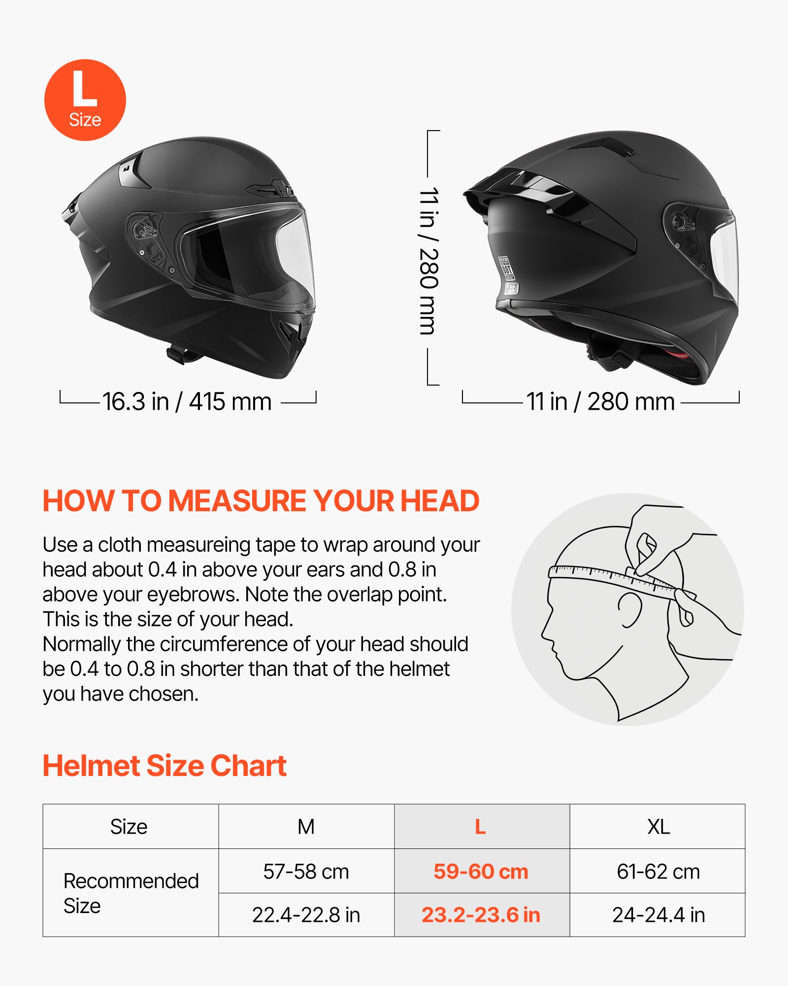 VEVOR Casco Integrale da Moto, Casco con Visiera Trasparente Taglia L Omologato ECE 22,06 DOT Integrale con Tasca per Altoparlante Bluetooth, Motociclista, Calotta in ABS, Strato in EPS, Nero