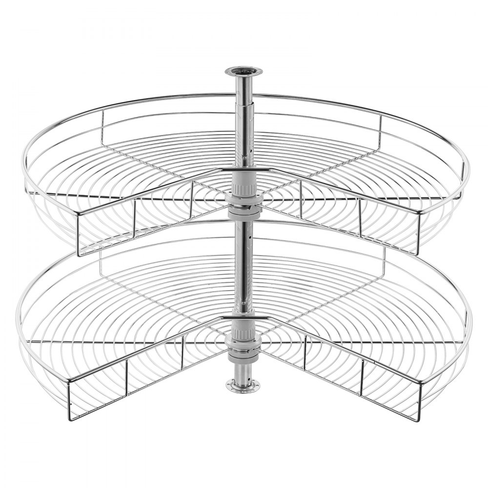 VEVOR Organizzatore Angolare Cromato a Forma di Rene 800 x 680 x 740 mm Angolo Cieco Girevole a 360° Ripiano di Stoccaggio Regolabile in Altezza a 2 Livelli, Ripiano di Ricambio in Acciaio al Carbonio