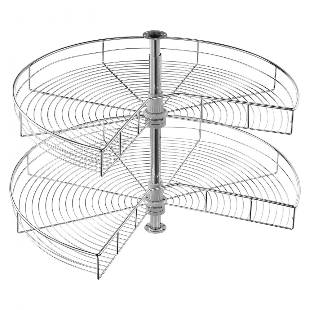 VEVOR Organizzatore Angolare Cromato a Forma di Rene 800 x 680 x 740 mm Angolo Cieco Girevole a 360° Ripiano di Stoccaggio Regolabile in Altezza a 2 Livelli, Ripiano di Ricambio in Acciaio al Carbonio