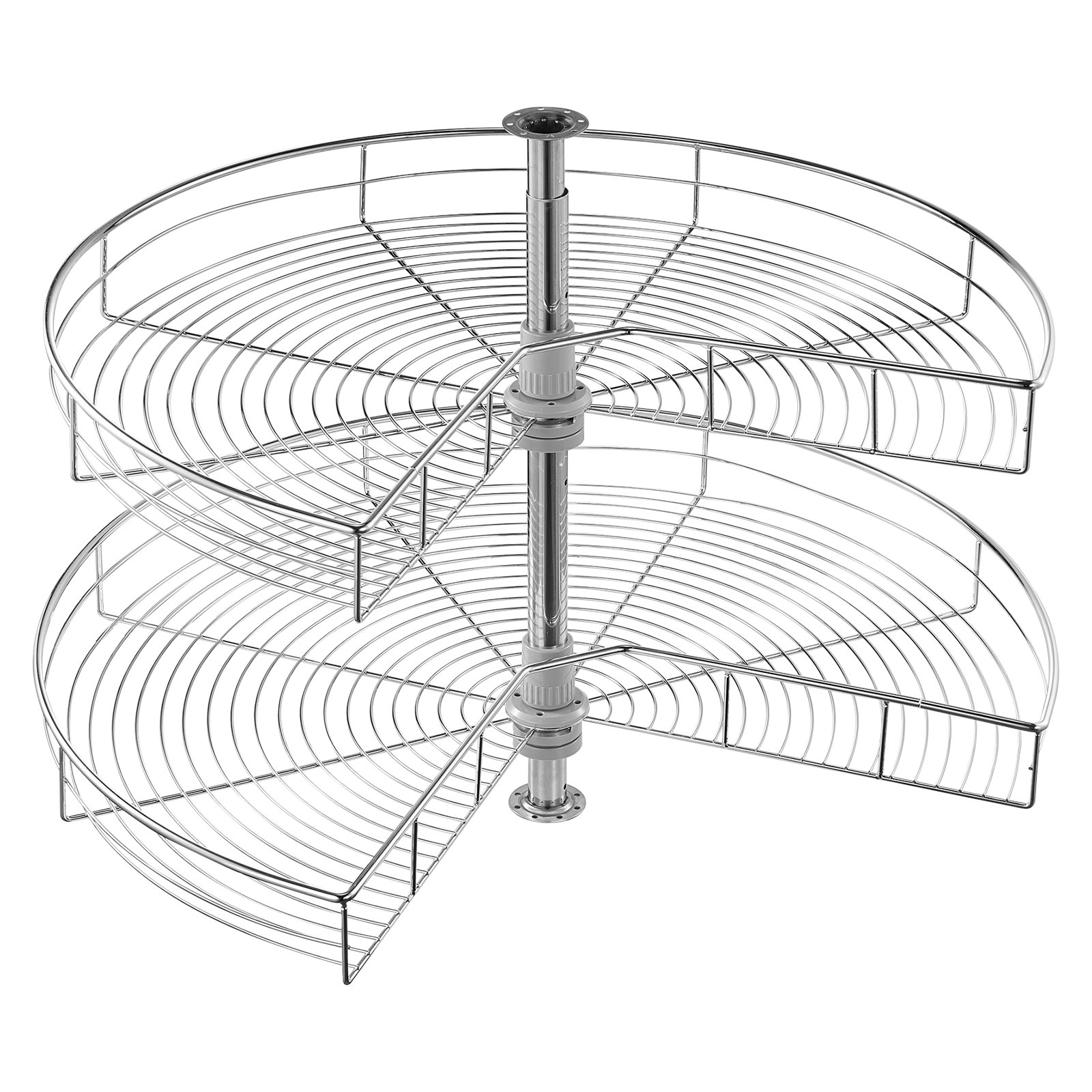 VEVOR Organizzatore Angolare Cromato a Forma di Rene 800 x 680 x 740 mm Angolo Cieco Girevole a 360° Ripiano di Stoccaggio Regolabile in Altezza a 2 Livelli, Ripiano di Ricambio in Acciaio al Carbonio