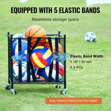 VEVOR Carrello Portaoggetti per Palline Sportive con Ruote, Gabbia da Basket con Chiusura a Chiave con Cinghie Elastiche, Organizzatore Porta Attrezzi Sportivi per Interni ed Esterni