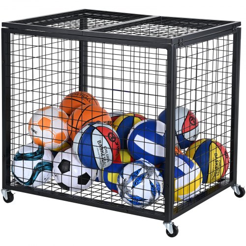 VEVOR Carrello portaoggetti per palloni sportivi con rotelle Garage Organizzatore per attrezzature sportive Acciaio