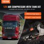 VEVOR Kit Compressore d'Aria 12V Serbatoio da 3 Litri, Kit Compressore d'Aria per Clacson Tromba, Pressione di Esercizio 90-120 PSI, Sistema di Compressore d'Aria Integrato per Clacson Tromba Camion