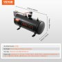 VEVOR Kit Compressore d'Aria 12V Serbatoio da 3 Litri, Kit Compressore d'Aria per Clacson Tromba, Pressione di Esercizio 90-120 PSI, Sistema di Compressore d'Aria Integrato per Clacson Tromba Camion