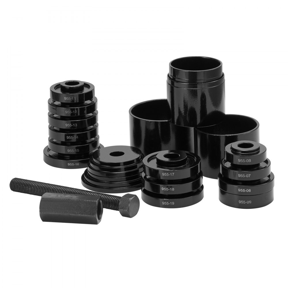 VEVOR Kit pressa per cuscinetti ruota, rimozione e installazione cuscinetti ruota anteriore, kit estrattore cuscinetti ruota da 23 pezzi con bulloni scorrevoli, manicotti boccole universali, custodia