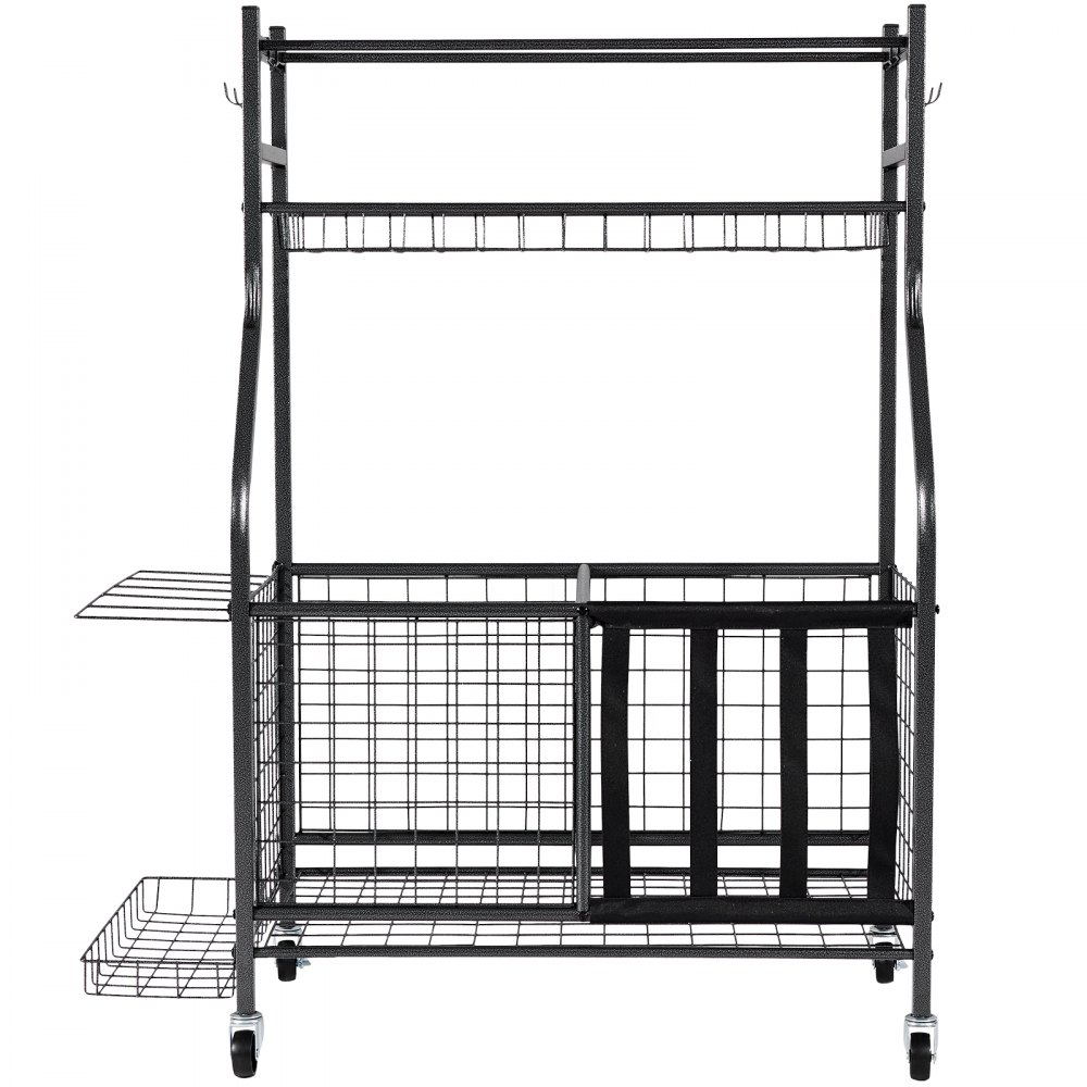 VEVOR Carrello Portautensili per Attrezzature Sportive Palla Racchetta, Carrello Portapalle su Ruote, Portapalle da Basket con Cestini Ganci, Carrello per Attrezzatura Sportiva Giocattoli Utensili