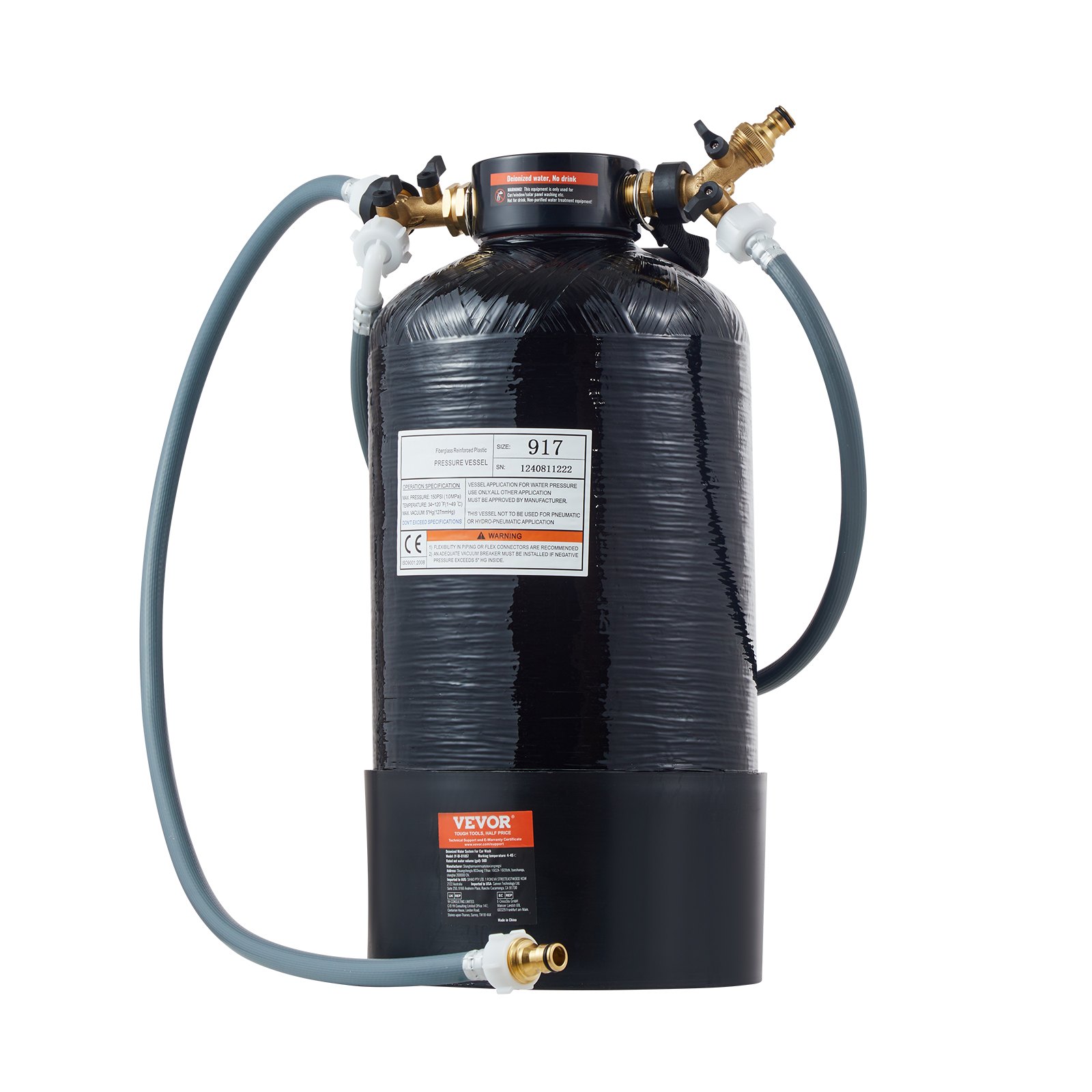 VEVOR Sistema di Acqua Deionizzata per Autolavaggio, Deionizzatore d'Acqua Premium con Misuratore TDS , Filtro Antimacchia per Acqua Senza Macchie con Modalità a Doppia Uscita, per Auto Camper Moto