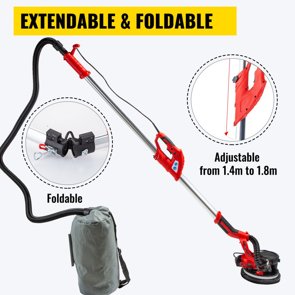 Levigatrice Estensibile Per Pareti Muro Soffitti Carteggiatrice 750w 225mm Led