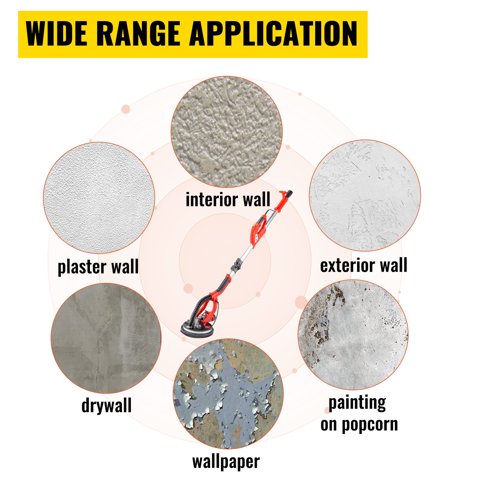 VEVOR Levigatrice Muri 850 W Levigatrice per Pareti Lucidatrice per Lavori a Secco Levigatrice Elettrica per Pareti e Soffitti Levigatrice per Giraffe Ideale per