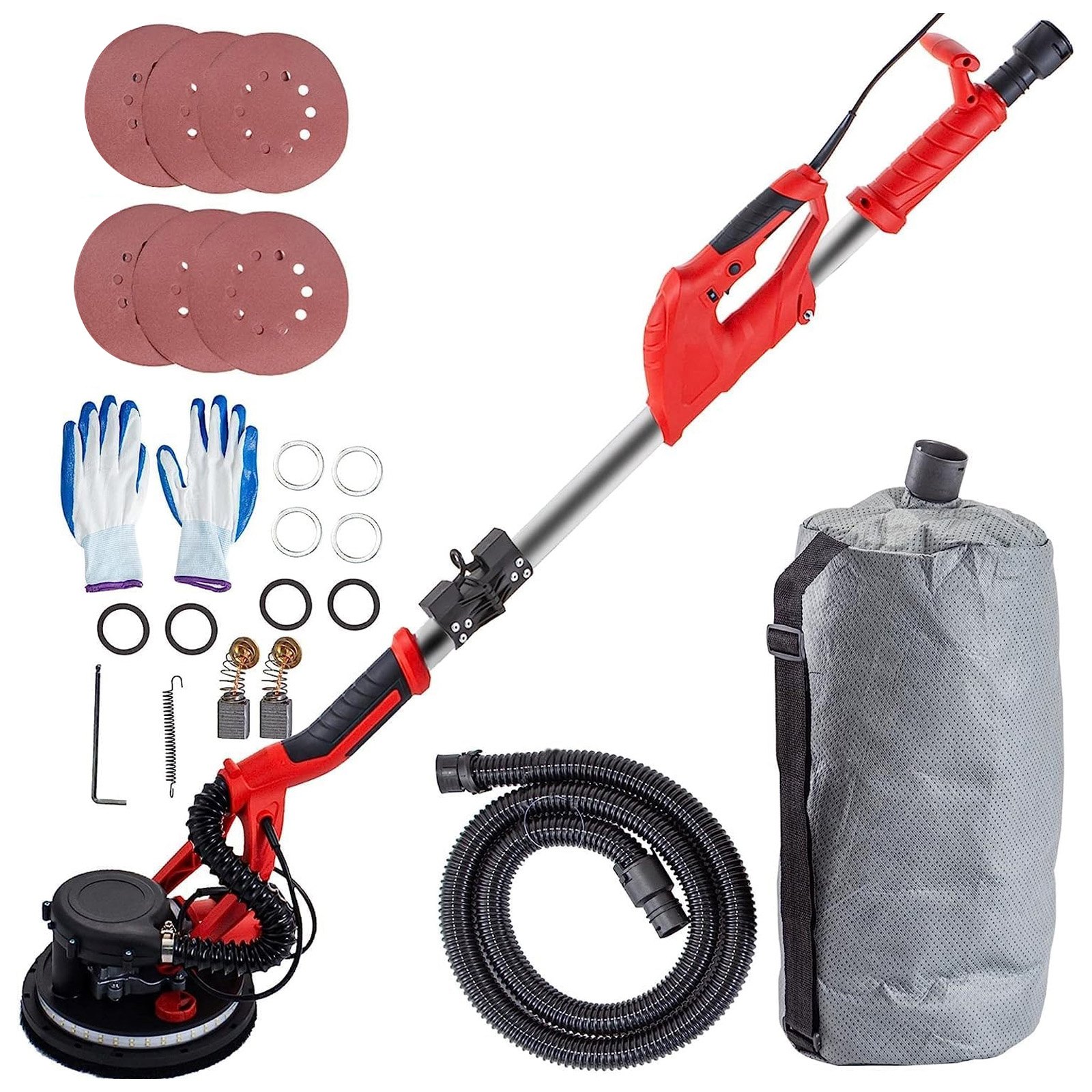 VEVOR Levigatrice per Pareti a Secco 850W, Levigatrice per Pareti a Secco Elettrica, Levigatrice a Nastro per Seghe Pieghevoli, con Impugnatura Telescopica, Velocità Variabile 800-1750 giri / min
