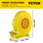 VEVOR Ventilatore ad Aria Pompa Ventilatore Portatile Commerciale 450W 0,6HP