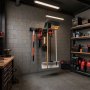 VEVOR Porta Attrezzi da Garage 83,8 cm Portata 181 kg 2 Binari e 5 Ganci, Supporto da Parete per Attrezzi da Giardino, Organizzatore con Ganci Regolabili, per Pale, Rastrelli e Casette da Giardino
