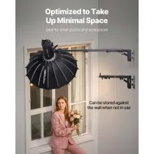 VEVOR Supporto a Parete per Luce ad Anello 100 cm Supporto per Braccio a Braccio Triangolare con Rotazione 180° Supporto a Parete per Impieghi Gravosi, per Luce Video da Studio, Monoluce, Fotografia