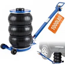 VEVOR Martinetto Pneumatico Sollevamento per Riparazione Auto 140-470 mm Capacità 5 Tonnellate, Martinetto Pneumatico 0,8-1,0 MPa con 3 Cuscini d'Aria Impugnatura Regolabile Blu per da Officina Garage