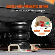 VEVOR Martinetto Pneumatico 3 Tonnellate Sollevamento 140-450 mm Martinetto Pneumatico 0,8-1,0 MPa, Martinetto Portatile 3 Cuscini d'Aria per Riparazione Auto Manutenzione SUV Pickup Officina Garage