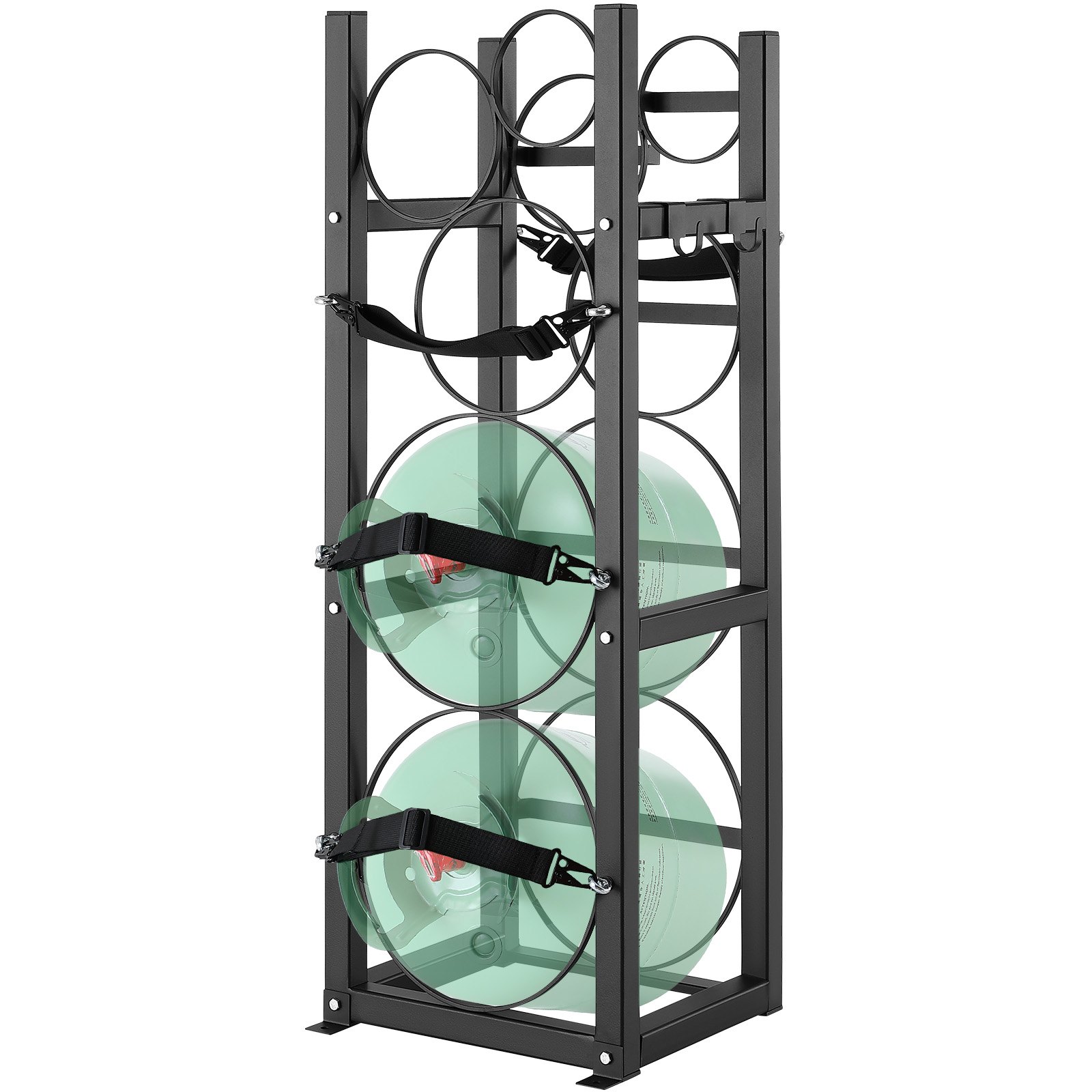 VEVOR Portabombole Gas, Capacità 2x13,6 kg e 3 Altre Piccole, Portabombole Refrigerante 32,5x33x92,8 cm, Scaffale in Acciaio per Freon, Gas, Ossigeno, Azoto, Refrigerante