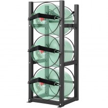 VEVOR Portabottiglie Gas, Capacità 3 x 13,6 kg, Portabombola Refrigerante 32,5 x 33 x 84 cm, Scaffale in Solido Acciaio A3 per Freon, Gas, Ossigeno, Azoto