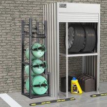 VEVOR Portabombole Gas, Capacità 1x22,7 kg, 2x13,6 kg, 3 Altri Piccoli, Portabombole Refrigerante 39,5x33x126,5 cm, Scaffale per Freon, Gas, Ossigeno, Azoto, Refrigerante