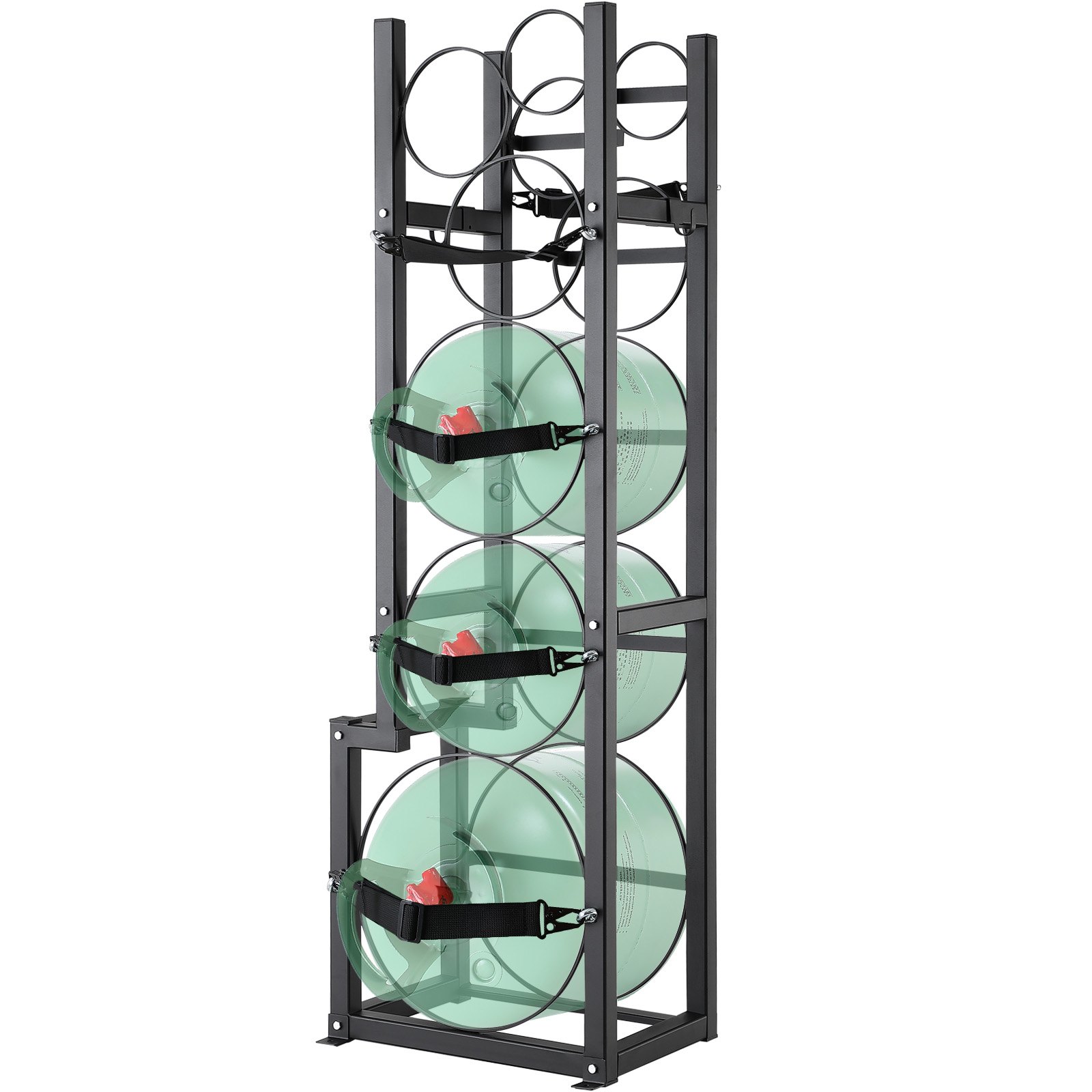 VEVOR refrigerant tank rack, with 1 x 50 lbs, 2 x 30 lbs and 3 additional small bottle tanks, cylinder tank rack 15.55 x 12.99 x 49.8 inches, refrigerant cylinder rack and brackets for Freon, gases