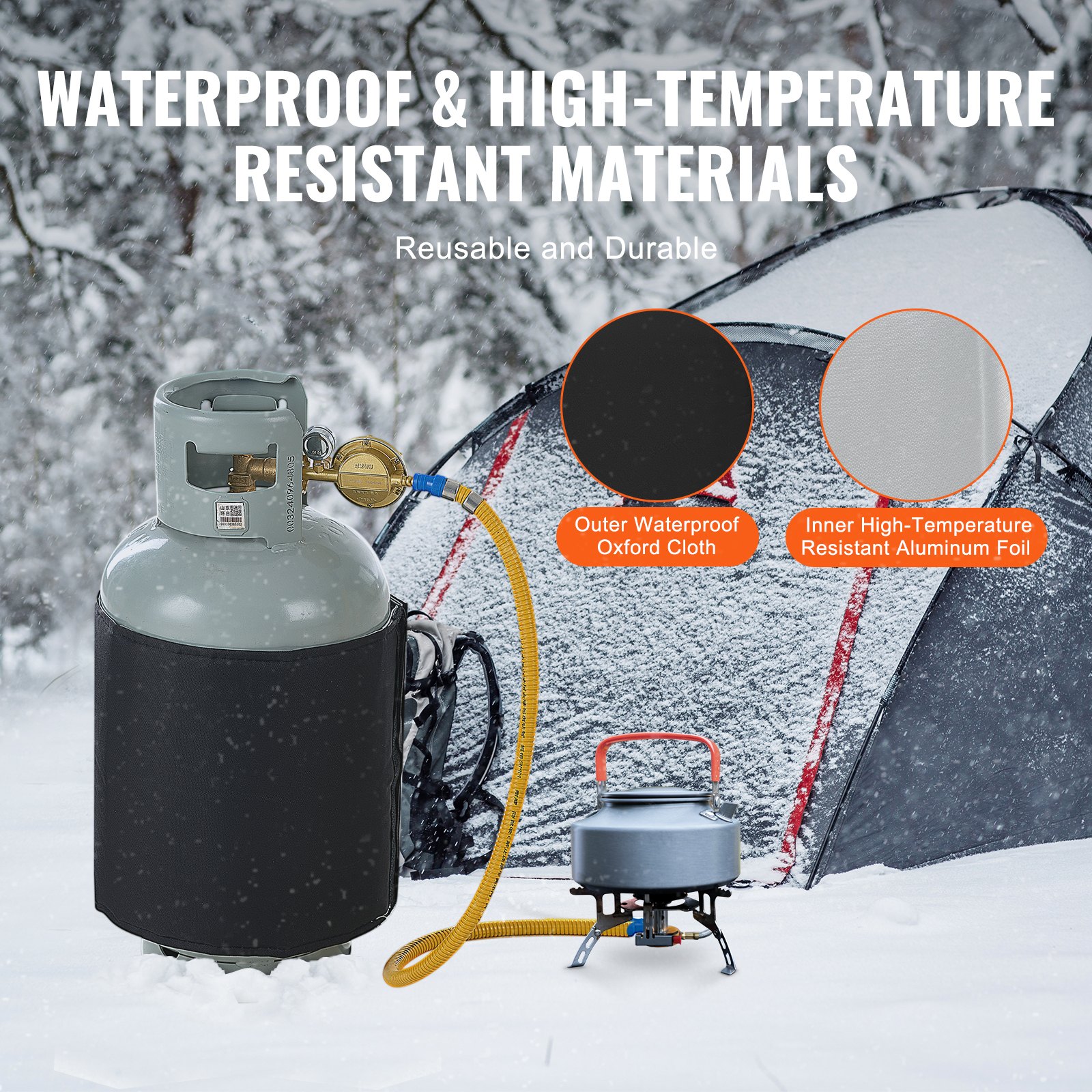 VEVOR Coperta Riscaldante per Serbatoio di Propano, Copertura Isolante 120 W per Serbatoi di Gas 18kg, Termostato Interno Fisso, Temperatura Massima 32,22°C, Tessuto Oxford Impermeabile